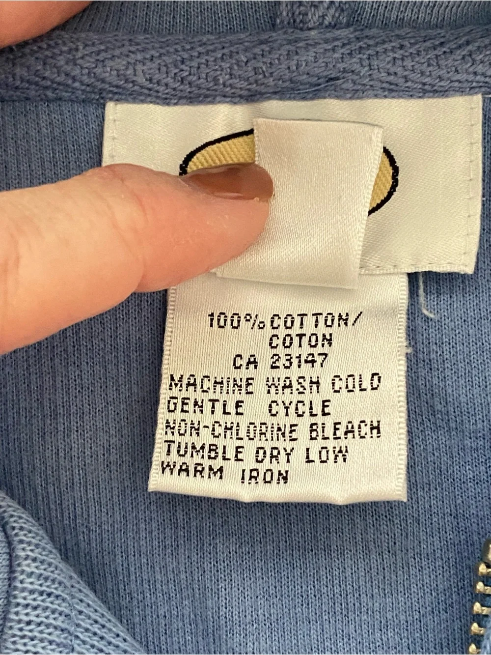 Talbots Periwinkle Blue Cotton Zip Hoodie with Hood